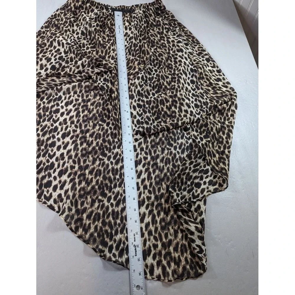 Forever 21 Skirt Women's Sz Medium Leopard Animal Print Pleated Sheer Midi Boho